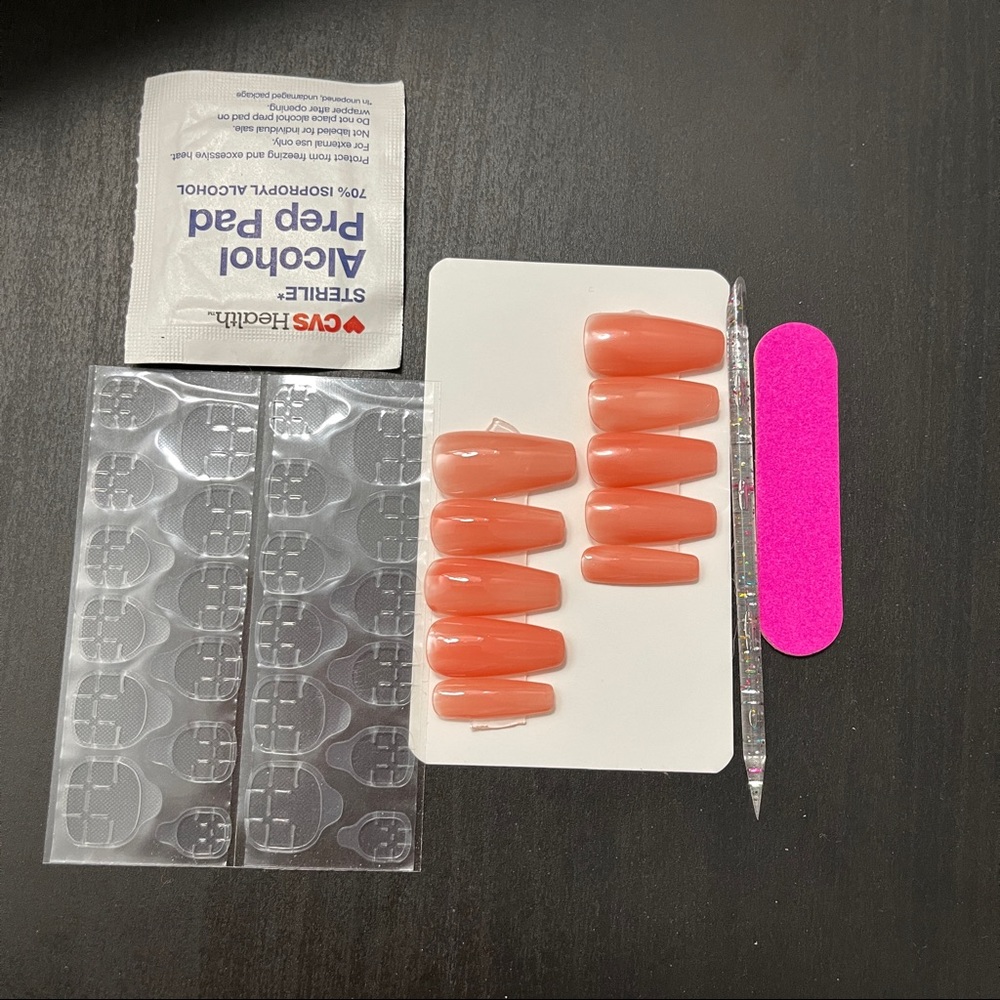 Reusable handmade pink press on nail pink nail nude nail fake nail